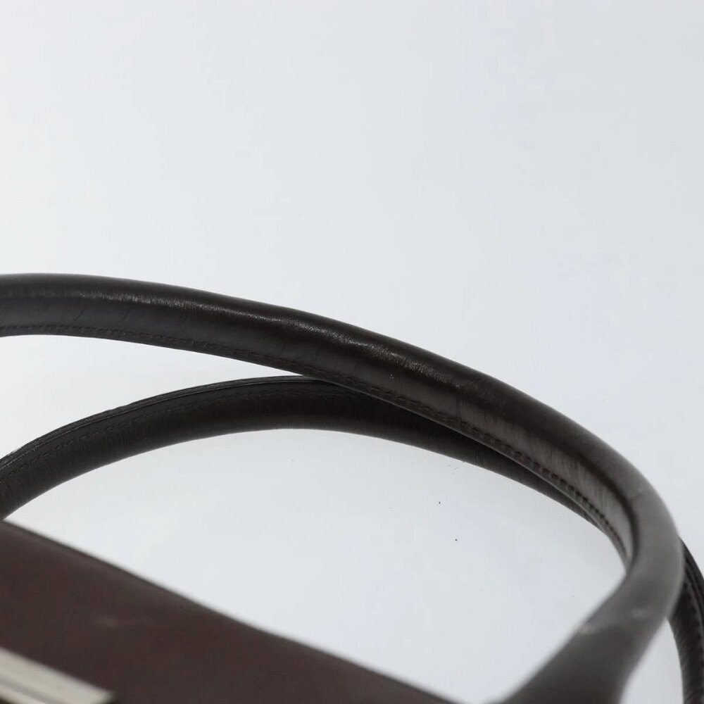 BURBERRY Hand Bag Leather Brown Silver Auth - Picture 8 of 16